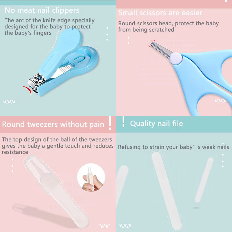 Multi-Piece Baby Health Hygiene Kit Grooming and Health Care Groups Baby Care Nail Cutter Scissors Suit Newborn Cleaning Tools