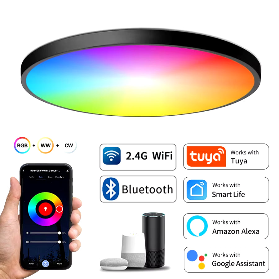 Tuya Smart Wifi BLE LED Ceiling Light AC 220V 24W RGBCW round Ceiling Lamp Indoor Lighting APP Alexa Geogle Home Voice Control