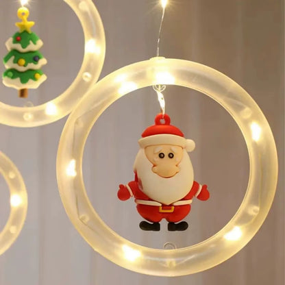 Christmas Ring Curtain Light Leather Thread Creative Pendant LED Light String Holiday Bedroom Atmosphere Christmas Curtain Light