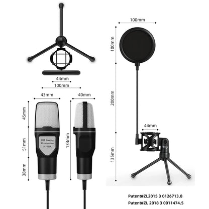 SF666R USB Wired Microphone Noise Reduction RGB Condensador Mic for Interview Vlogging Video Recording Podcast Mic with Stand