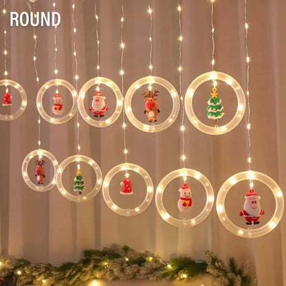 Christmas Ring Curtain Light Leather Thread Creative Pendant LED Light String Holiday Bedroom Atmosphere Christmas Curtain Light