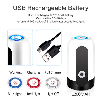 Mini Barreled Electric Liquid Bottle Pump USB Charge Automatic Portable Home Drinking Water Dispenser