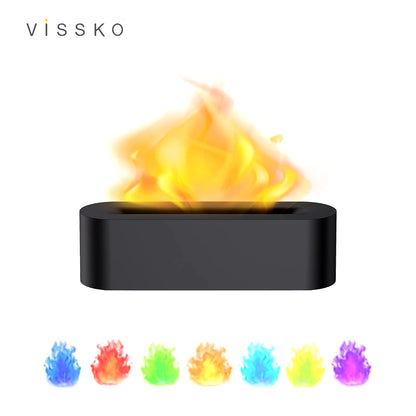 Newest RGB Flame Aroma Diffuser Humidifier USB Desktop Simulation Light Aromatherapy Purifier Air for Bedroom with 7 Colors