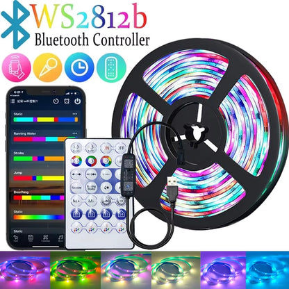 LED Strip Light RGB 5050 Ws2812B App Control Chasing Effect Lights WIFI Flexible Tape Diode Ribbon TV Backlight Room Decorate